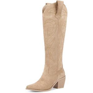 Women Apricot Knee High Boots Women Zipper Convenience Comfort Fashion